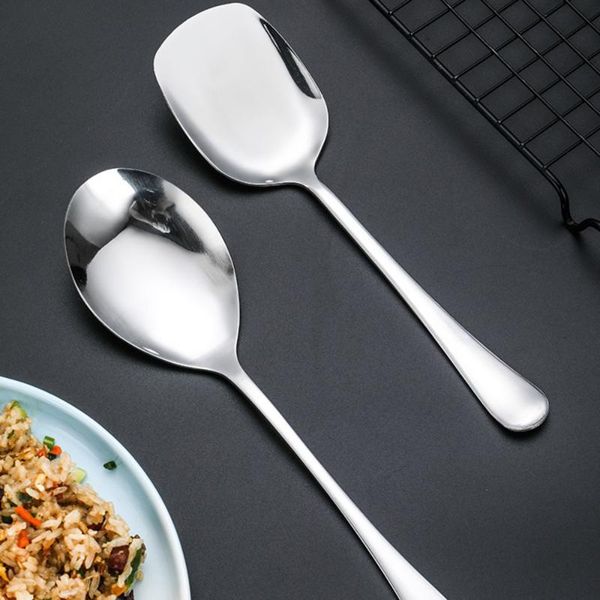 

stainless steel large rice soup serving spoon non-stick pan kitchen tool tableware dinner spoons for salads party