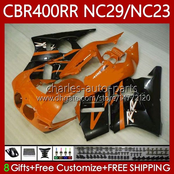 Carroçaria para Honda NC23 CBR400RR CBR400 RR 88-99 Corpo 66No.132 NC29 CBR 400 RR CC 1994 1995 Black Orange 1996 1997 1998 1999 400cc CBR 400RR 94 95 96 97 99 Kit de Feira do OEM