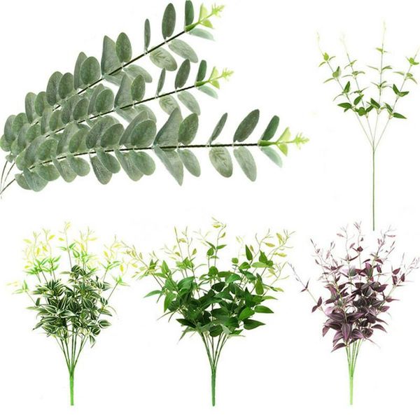 

52-55cm artificial large plastic green leaf bush - decorative fake foliage flowers & wreaths