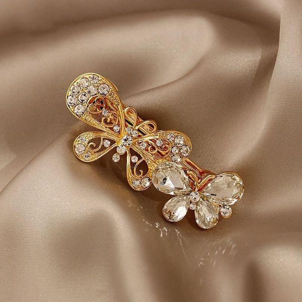 

hair accessories diamond crystal secret place butterfly hairpin spring clip light luxury minority girl side hairdress, Slivery;white