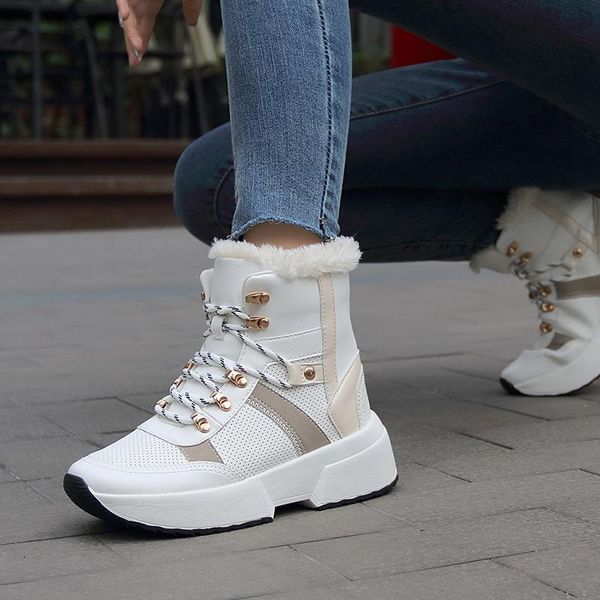 

boots winter women snow fashion casual thick-soled shoes plus velvet warm cotton comfortable non-slip tide, Black