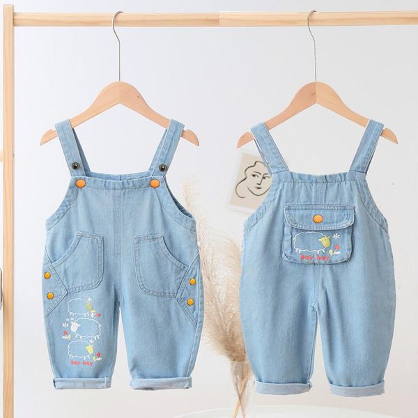 

jumpsuits diimuu spring autumn pants baby boys girls overalls denim romper long trousers clothing casual print infants boy dungarees jeans, Blue