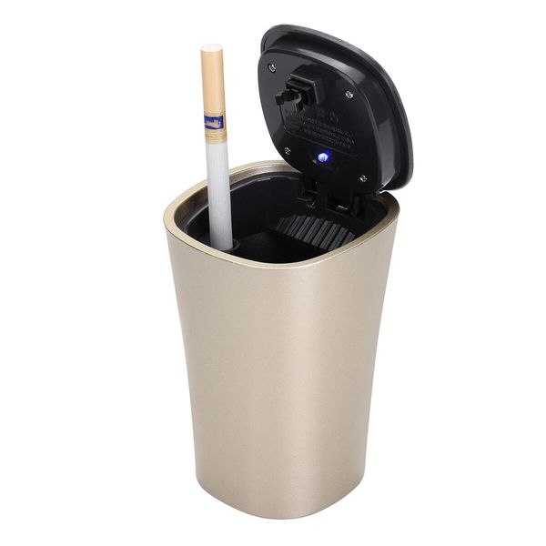 

car ashtray with blue led light automatic solar energy smoke cup ash tray - black