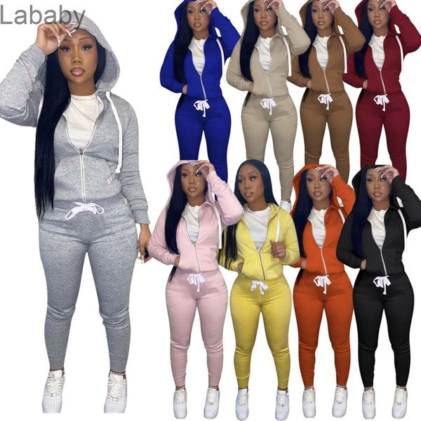 

women 2 pieces pants set designer casual long sleeve hoodies cardigan sweater pants zipper jacket leggings outfits sweatsuits s-xxl, White