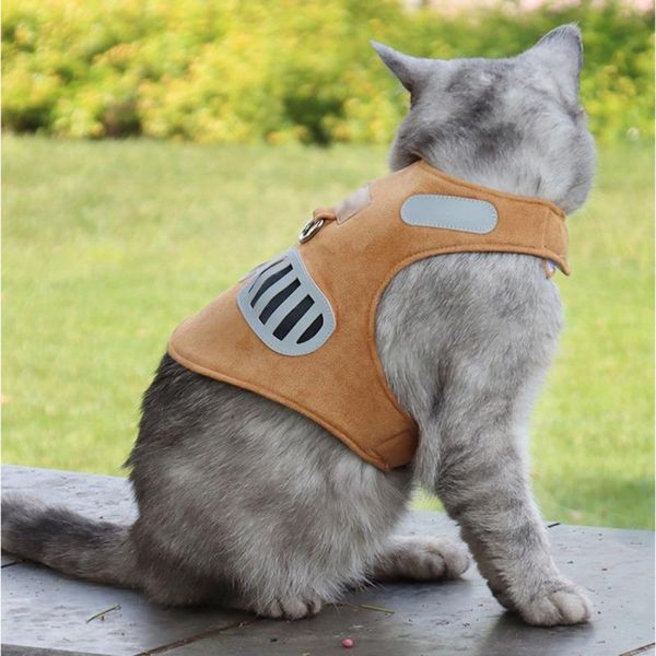 

dog collars & leashes harness with leash adjustable soft suede collar reflective cat vest walking breathable pet pug accessories