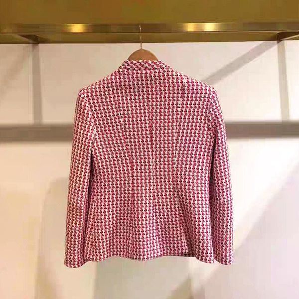 

women's jackets 2021 autumn women casual coat french pink check v-neck buttoned short office jacket, Black;brown