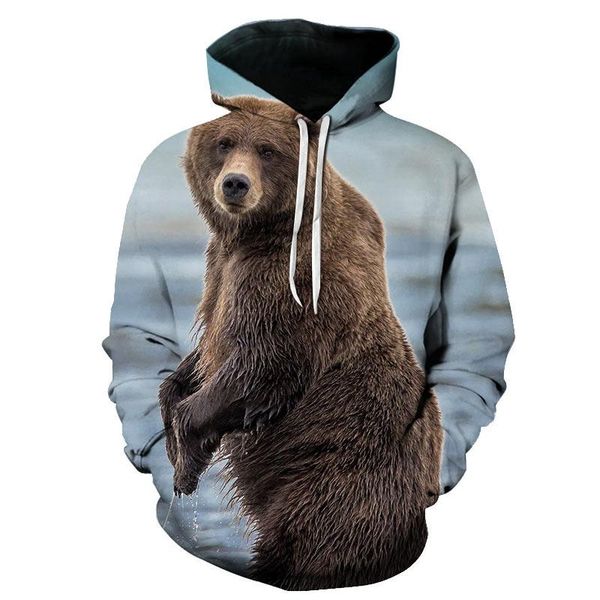 

men's hoodies & sweatshirts 2021 grey brown bear 3d print hoodie man / woman sweatshirt men long sleeve pullover autumn comfortable clo, Black