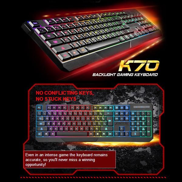

keyboards 7-color colorful backlight keyboard usb wired gaming keypad for desklapcomputer qjy99
