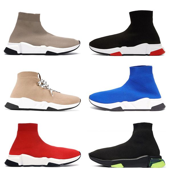 

women mens designer sock shoes graffiti black white beige red casual trainers lace up clear sole speed trainer tripler sneakers balenciagas