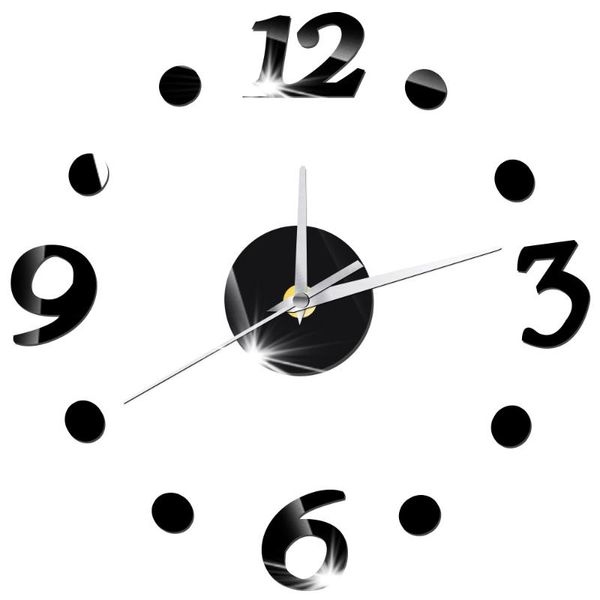 

wall clocks acrylic diy numbers dots quartz non-ticking silent clock self adhesive interior creative decoration trendy