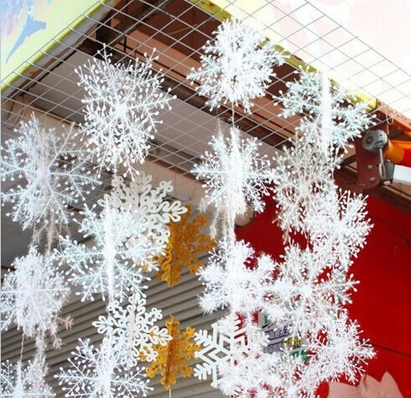 6 pezzi di ornamenti natalizi con fiocchi di neve, decorazioni natalizie per la casa, in plastica bianca, con ciondolo per albero di fiocchi di neve natalizi, decorazione natalizia