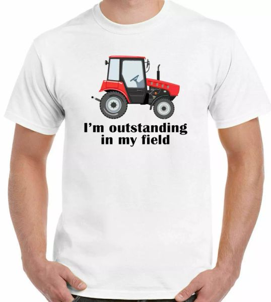 

oakland t-shirt tractors bauer i 'm outstanding in my field mens funny, White;black