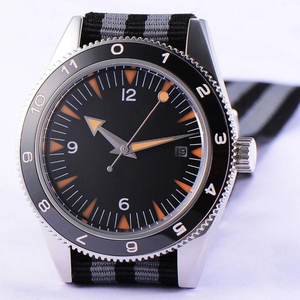 

wristwatches 41mm nh35 miyota8215 mens watch nylon seagul automatic mechanical movement waterproof swim luminous, Slivery;brown
