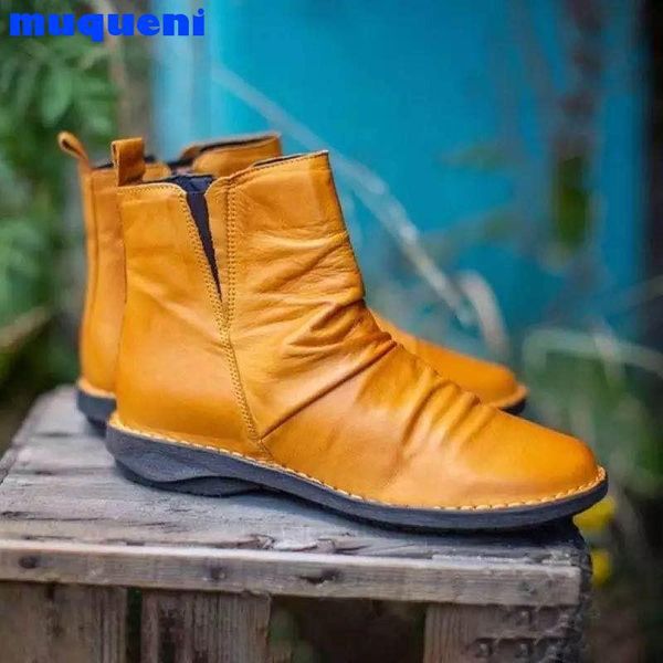 

boots women 2021 autumn winter retro ankle casual shoes low heels botas de mujer plus size 34-43 nl3231, Black