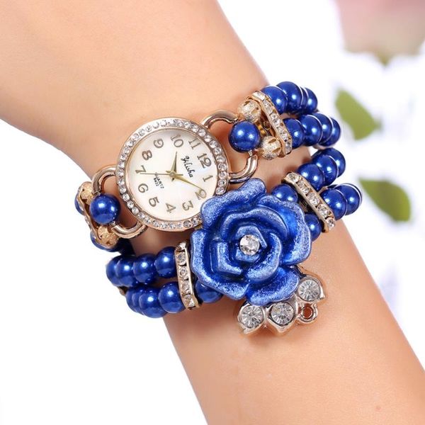 

wristwatches listing fashion crystal rhinestone women watch pearl bracelet quartz luxury accessories relojmujer, Slivery;brown