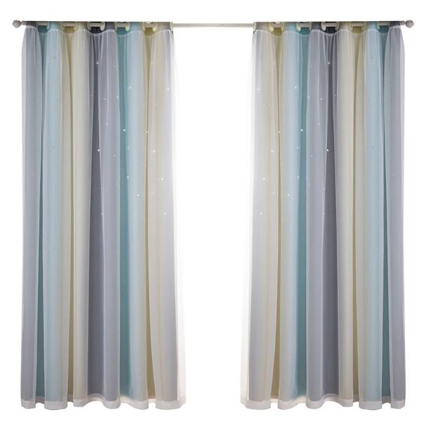 

curtain & drapes thermal insulation curtains blackout window cloth one pieces living room shiny stars double-layer shading