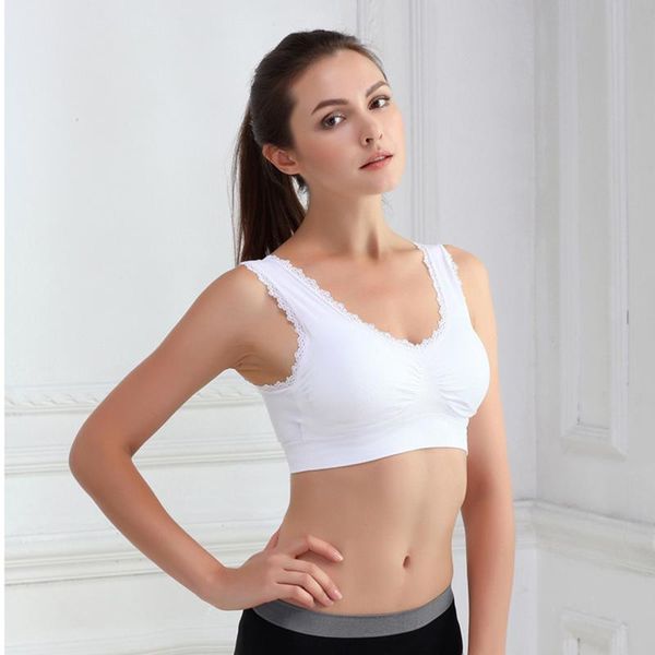 

bras solid color breathable women seamless fitness lace bra underwear ladies plus size push up sleep sports lingerie, Red;black