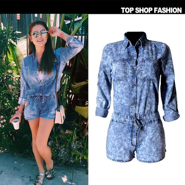 

women's jackets europe and the united states high-end tencel snowflakes jumpsuits selling jeans pockets have big yards, Black;brown