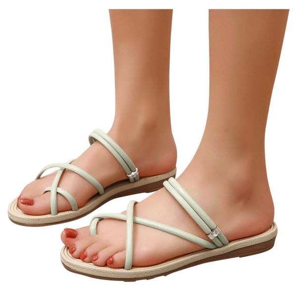 

women sandals flat beach slippers summer cross strap ladies shoes slip on flip flops roman chaussure femme, Black