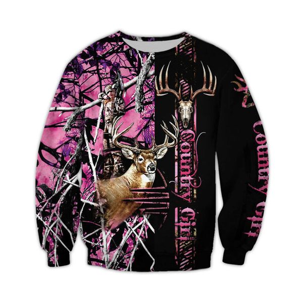 

original sakura pink deer natural men's 3d printing hoodie visual impact party punk gothic round neck american sweater hoodie, Black