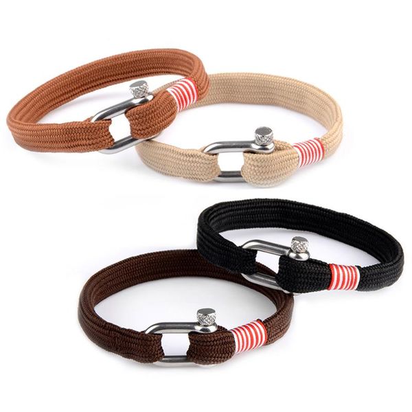 

chanfar trendy outdoor rope lucky women men charm stainless steel buckle friendship bracelets, Golden;silver