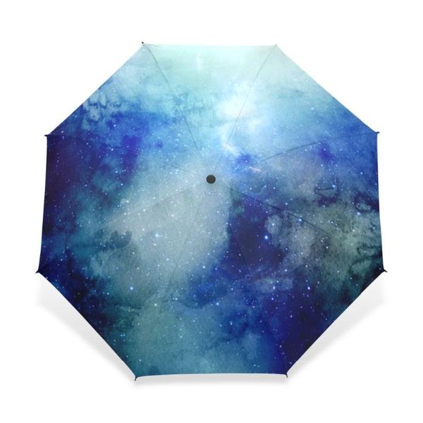 

umbrellas starry sky windproof fully-automatic open pongee compact durability three-folding women men rain umbrella