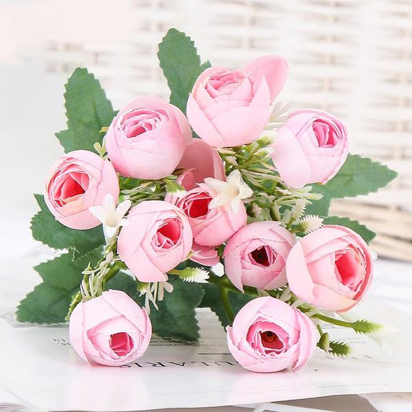 

heads rose pink peony artificial flower silk tea bouquet vases for diy home decoration wedding decorative fake flowers & wreaths