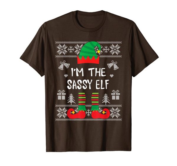 

i'm the sassy elf ugly sweater matching xmas gifts t-shirt, White;black