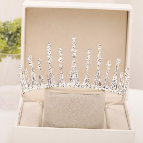 

hair clips & barrettes luxrious triangular column special design bride wedding prom crown hairband faux rhinestone exquisite accessories for, Golden;silver