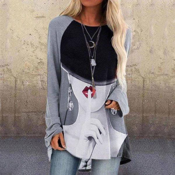 

women's blouses & shirts casual long sleeve blouse o neck loose graphic pattern oversized for women harajuku clothing 2021 40#, White
