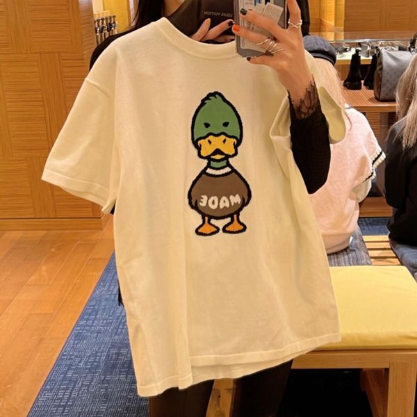

2022ss designer t shirt wholesale embroidery craft ducks joint design mens shirts 100%cotton men womens t-shirt asian m-4xl, White;black