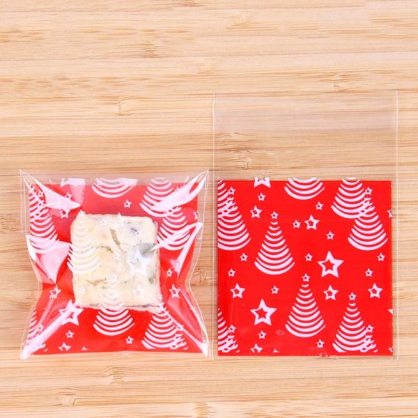 

200pcs self-adhesive candy bags creative gift bag lovely biscuits storage pouch for christmas party (red lighthouse) wrap