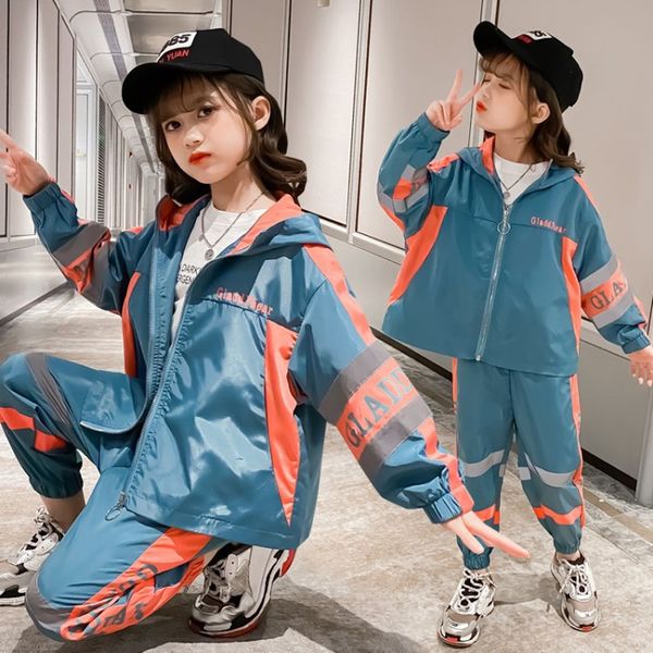 

luminous girls clothes spring autumn 2022 children clothes sets letter print sports suit teen girls clothes 4 7 9 11 13 14 years, White