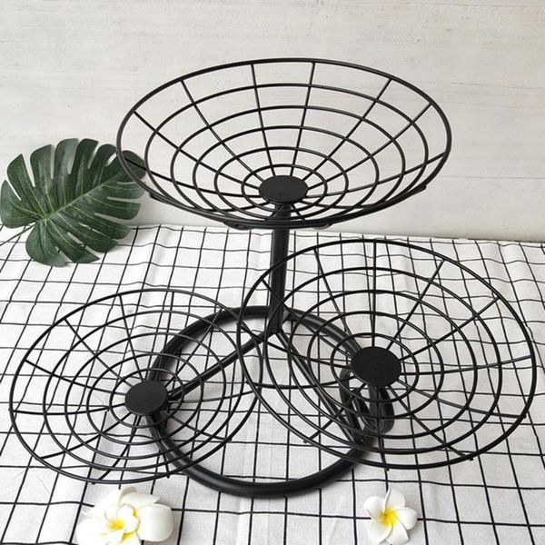 

dishes & plates wrought iron snack plate fruit tray black/white three-layer minimalist style for home wedding party decoration removable bas