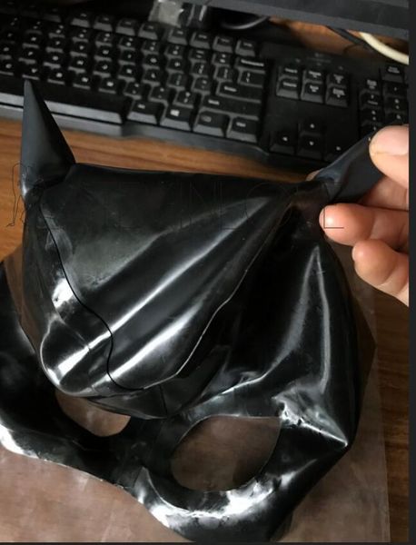 

party masks half face black latex cat hoods with open eyes