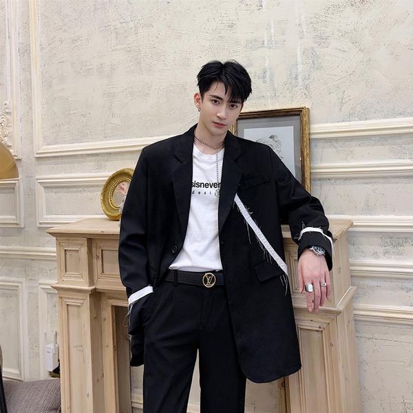 

men's suits & blazers autumn british style black and white splice mens jacket stage costumes for singers hombre casual blazer masculino, White;black