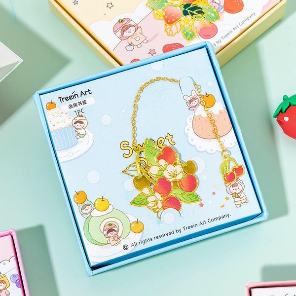 

cute fruit delicate metal bookmark 2021 school office book marker gift