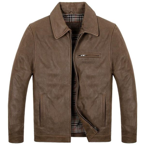 

men's leather & faux genuine jacket men real cow autumn winter for mens clothing vintage plus size casacos a005-2 yy766, Black