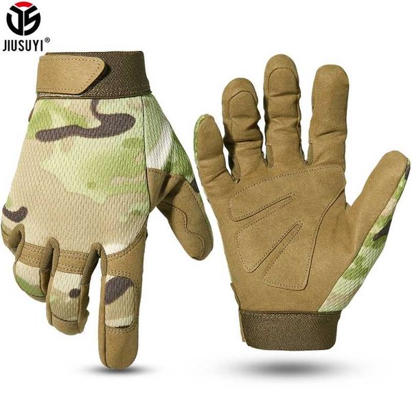 

multicam tactical gloves antiskid army military bicycle airsoft motorcycle shoot paintball work gear camo full finger men women 211026, Blue;gray