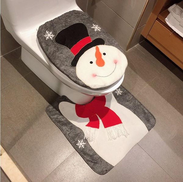 

christmas decoration toilet seat cover+bath floor mat furniture decorations for home bathroom product accessories covers