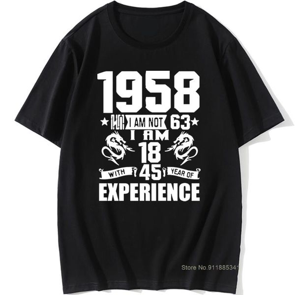 

men's t-shirts funny made in 1958 63th birthday gift print joke t-shirt 63 years awesome husband casual short sleeve cotton t shirts me, White;black
