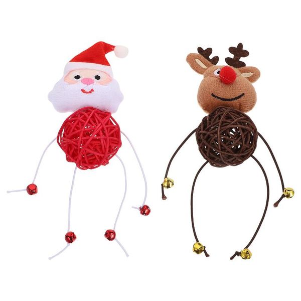 

cat toys 2pcs safe bite cartoon xmas doll design pet chewing plaything