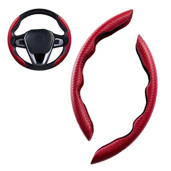 

steering wheel covers universal car protective cover anti-slip red carbon fiber accessories