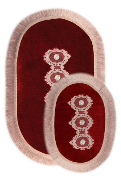 

bonny home shems burgundy 2li ruched and fringed toilet seat pad bath mat set mats