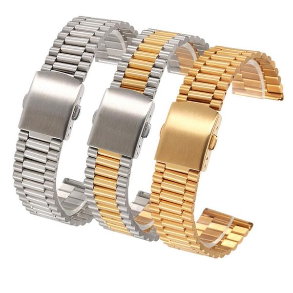 

watch bands 12mm 14mm 16mm 18mm 20mm solid stainless steel strap men women universal metal wrist band bracelet accessories with tool, Black;brown