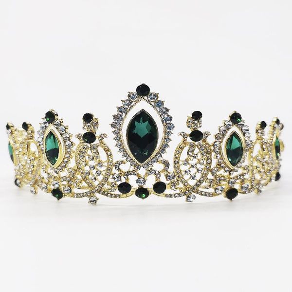 

hair clips & barrettes women baroque crystal rhinestone crown ornament wedding accessories simple alloy bridal electroplating dress jewelry, Golden;silver