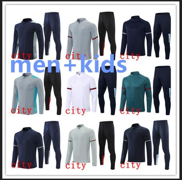 

men and kids 2021 2022 city tracksuit training suit soccer 21/22 man sports wear football set ff, Black