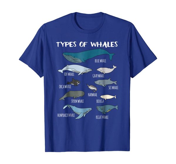 

types of whales cute ocean mammals guide t shirt, White;black