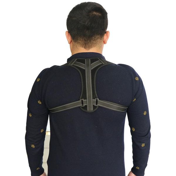

children adjustable back posture corrector brace shoulder spine support breathable humpback correction belt corset, Black;blue