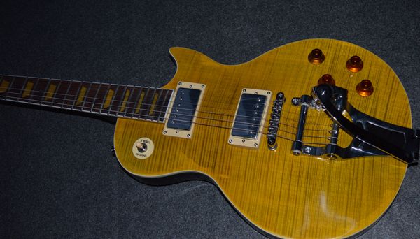 

electric guitar g custom guitar ebony fingerboard flamed maple wood abr - 1 bridge